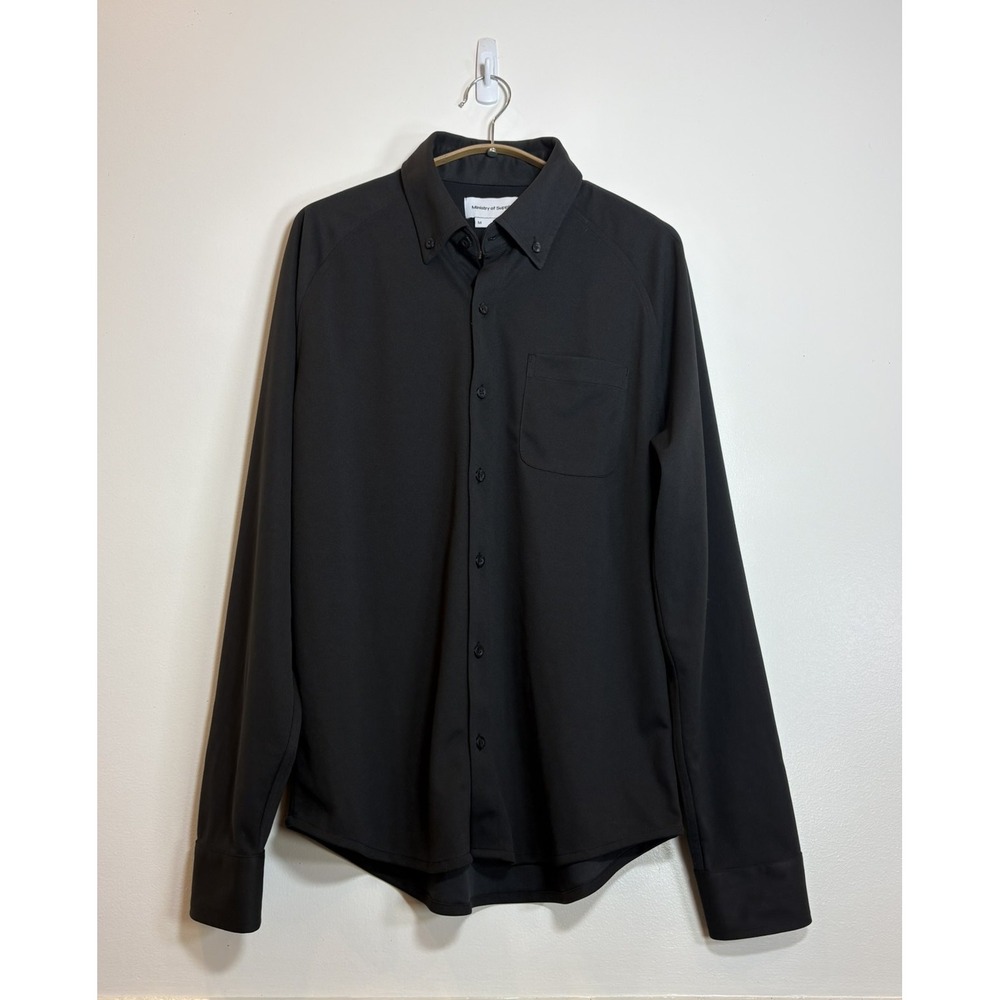 Ministry of Supply Apollo Shirt Mens Medium Black Performance Button Down Raglan